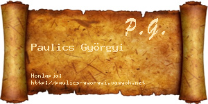 Paulics Györgyi névjegykártya